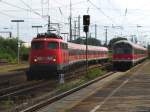 Wre da nicht die Bahnbergangsstrung bei Greven gewesen, htte es wahrscheinlich eine Begegnung zwischen 110 494-2 mit der RB 68 aus Mnster und 110 463-7 mit dem Schlerzug in Rheine am Bahnsteig
