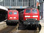 Deutschlandweit mittlerweile eine einmalige Zugbegnung der beiden Zge von DB Regio mit der letzten Kastenzehner 110 223-5 im Nahverkehr und zwei 218ern mit Doppelstockwagen. Juni 2010