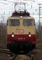 Die 4. Lok unter den wenigen verliebenen Fahrzeugen der Baureihe 113 ist 113 311-5 im DB Museum Koblenz Ltzel. April 2010
