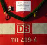 'Tsch�ss B�gelfalte' - Am 9.12.11 war 110 469-4 die letzte Lok der Baureihe 110 die den RE 14149 von Emden nach Rheine zog. Die Loks werden nun von Braunschweig nach Dortmund umbeheimatet.