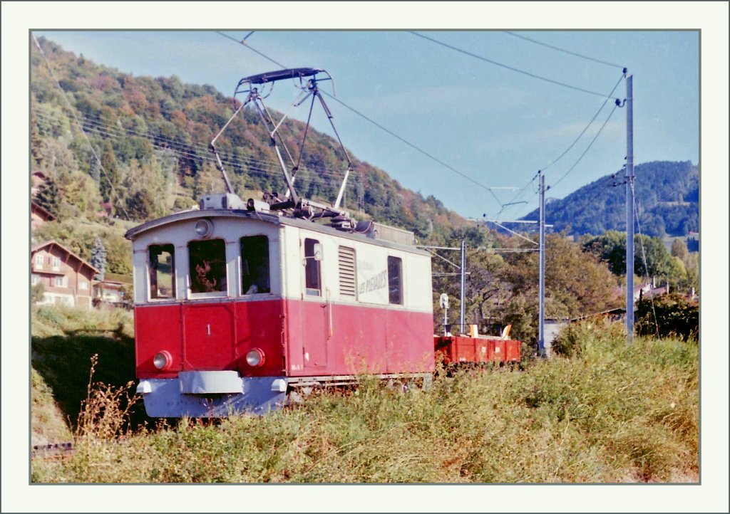 Klein aber fein, die CEV HGe 2/2 N� 1, hier im Herbst 1985 bei Blonay. 
