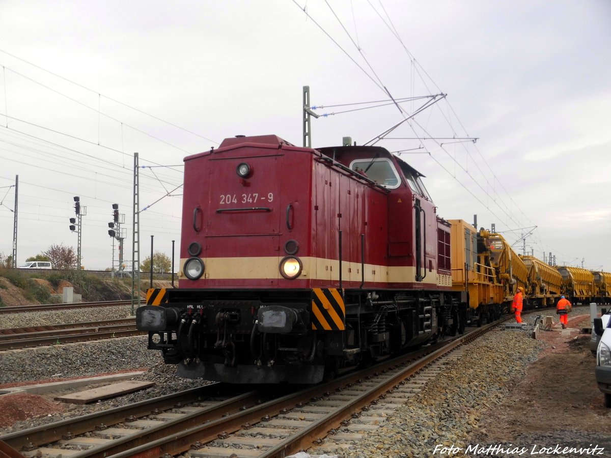 204 347-9 (202 347) der MTEG im Bauzugverkehr in der G�terumfahrung in Halle (Saale) am 4.11.16