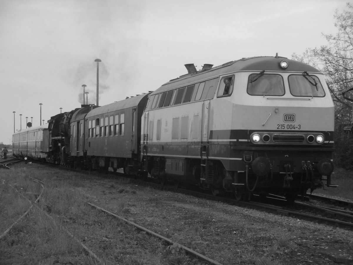 215 004 (225 004), 44 1486 und SVT 137 234 beim Reindr�cken ins Bw Sta�furt am 7.5.17