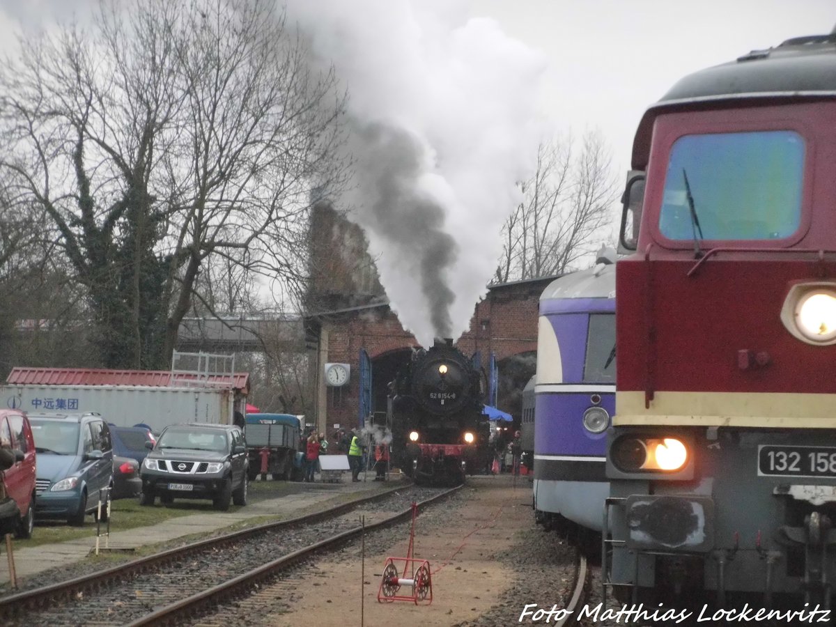 52 8154 l�sst Dampf ab in Leipzig-Plagwitz am 19.3.16