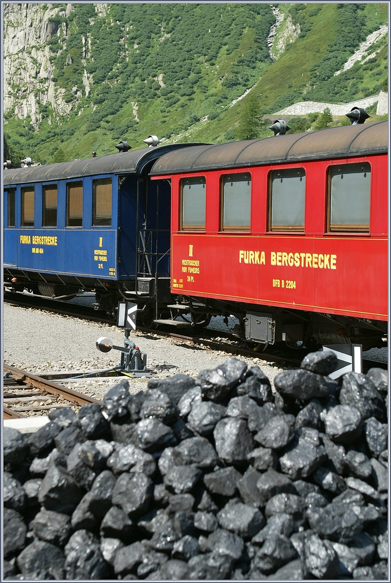 Dampfbahn Furka Bergstrecke Ambiente in Gletsch.
5. August 2013