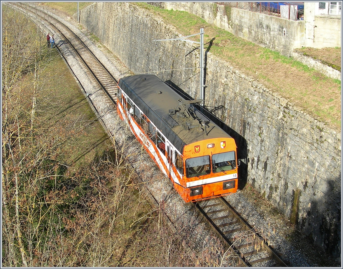 Der O-C Be 2/2 N° 14 zwischen St-Eloi und Orbe.
28. Jan. 2008