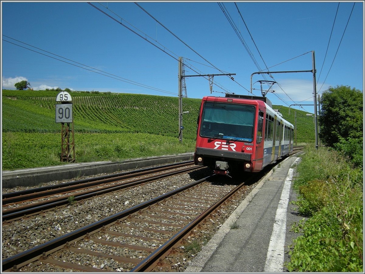 Der SBB Bem 550 001 von Genève nach La Plaine erreicht Russin.
5. August 2015