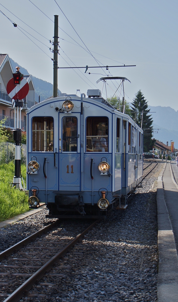 Der schön aufgearbeitete MOB N° 11 der Blonay-Chamby Bahn in Blonay.
6. April 2014