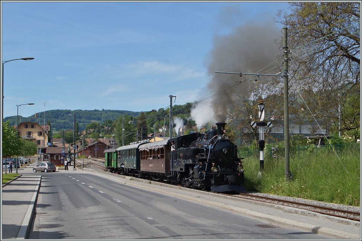 Die BFD HG 3/4 3 bei der Blonay Chamby Museumsbahn bei Blonay.
10 Mai 2015