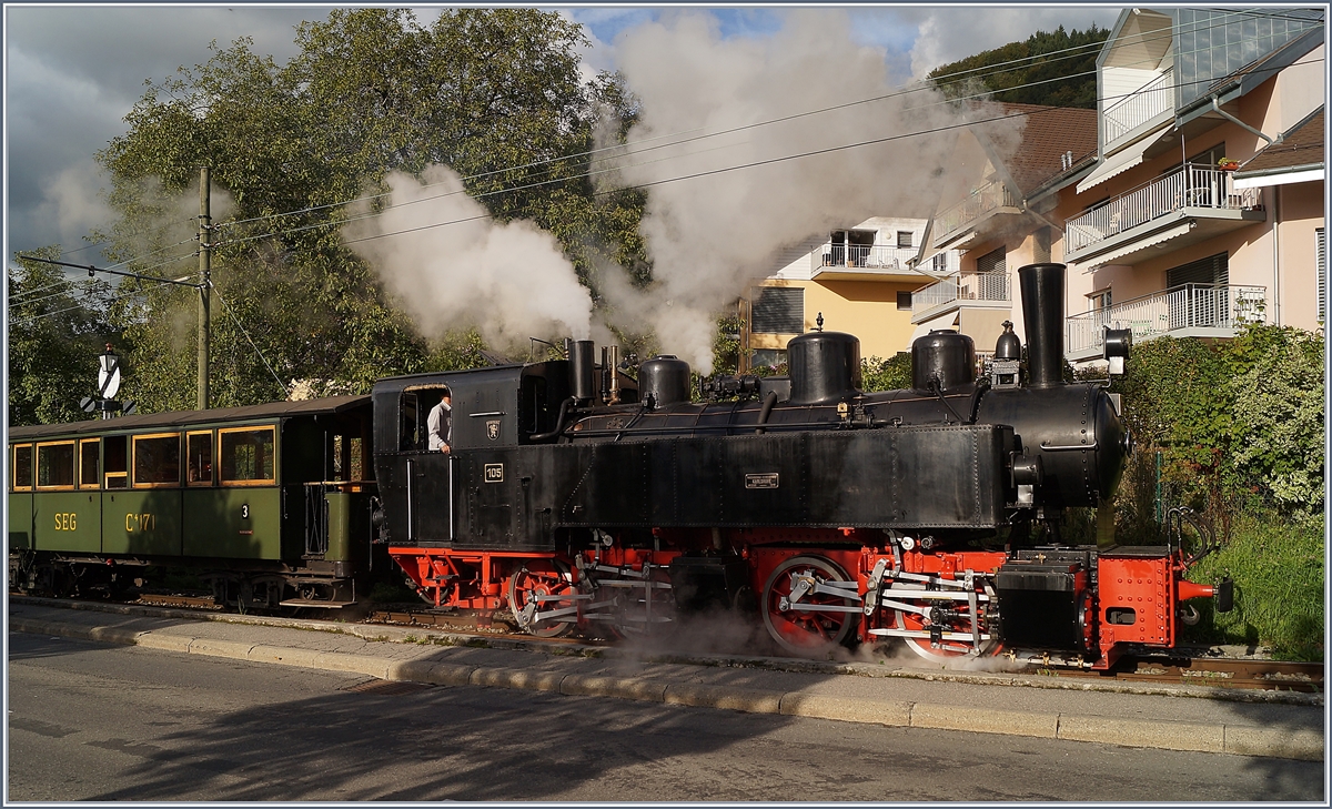 Die Blonay-Chamby Bahn G 2x 2/23 105 in Blonay.

5. Okt. 2019