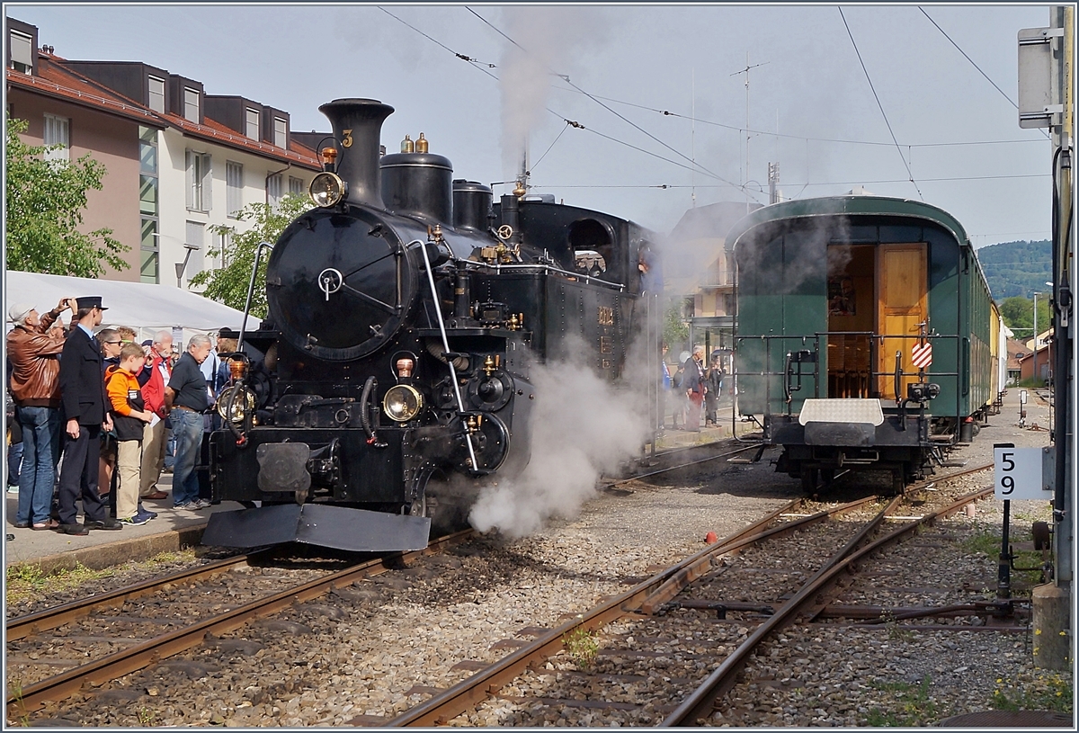Die Blonay Chamby HG 3/4 N° 3 rangiert in Blonay. 

12.05.2018