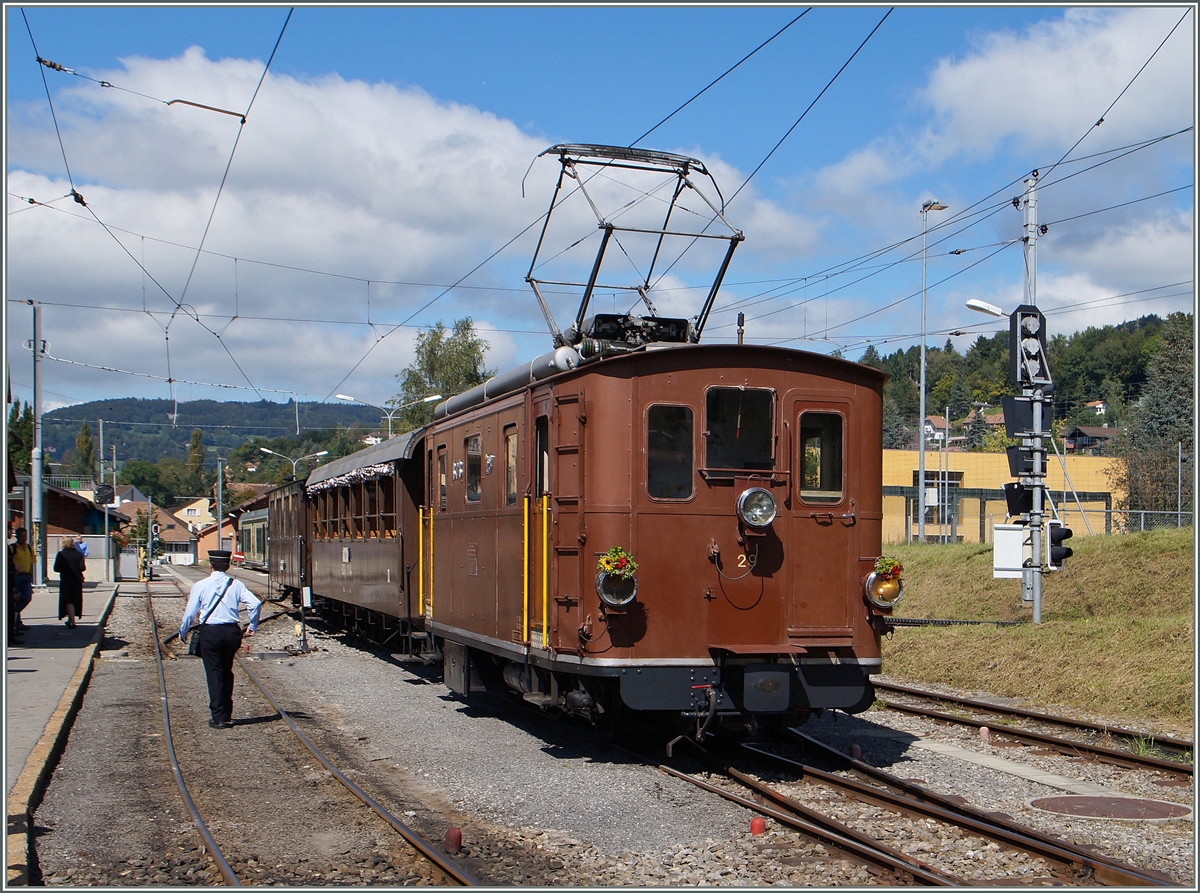 Die BOB HGe 3/3 29 in Blonay.
13.09.2014
