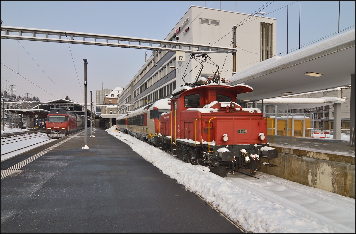 Ee 3/3 14410 aus der vierten Bauserie, Baujahr ~1947. St.Gallen, Februar 2013.