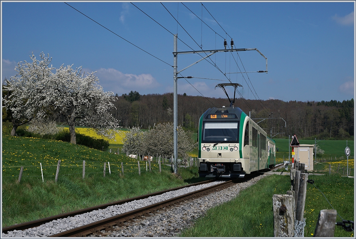 Ein BAM Regionalzug im frühlingshafter Umgebung bei Apples.
11. April 2017