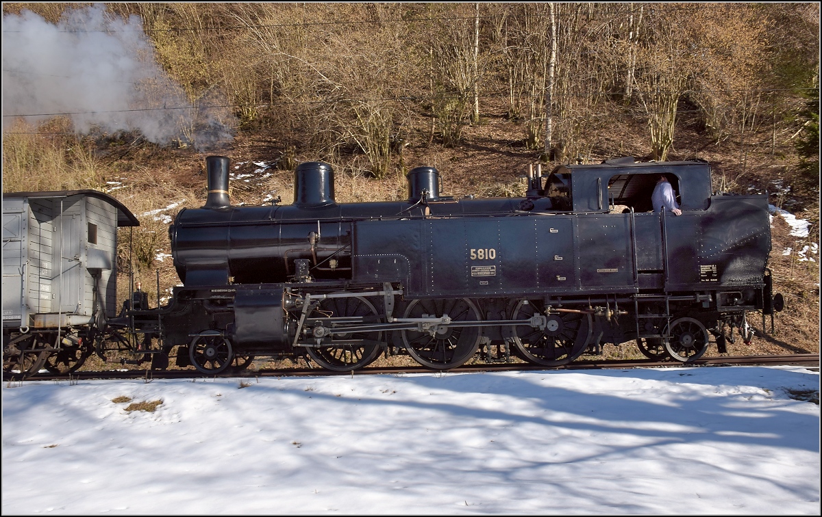 Fahrt nach Entlebuch entlang der kleinen Emme Eb 3/5 5810. Februar 2019.