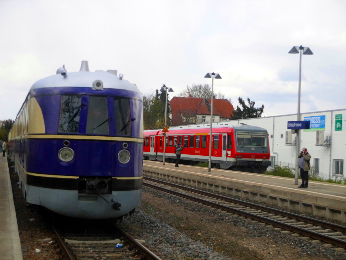 SVT 137 234 und 628 XXX im Bahnhof Erbach (W�rtt) am 19.4.17