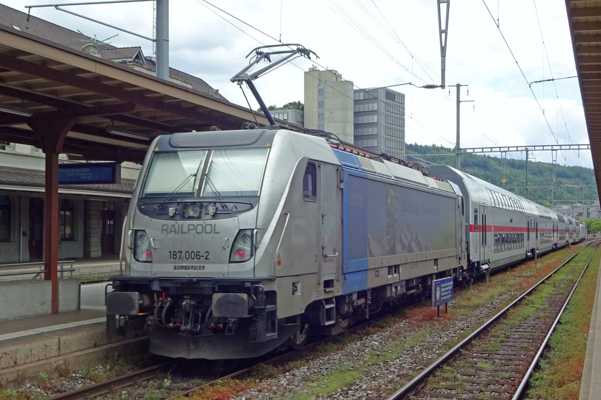Testfahrt f�r 187 006 mit ein DB IC-2 Garnitur durch Brugg AG am 26 Mai 2019. 