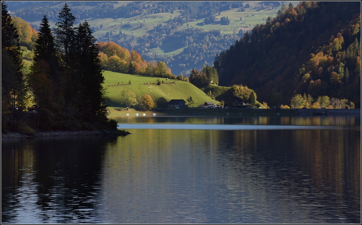 Vielleicht nicht klein aber fein. Wenn man aber bedenkt, dass rechts 2000 m Felswand �ber einem thronen, dann wird man ehrf�rchtig und entdeckt solche Kleinigkeiten viel eher. Vielleicht auch, weil die Felsmassen nebenan das Licht in ganz anderen Stimmungen schwingen l�sst. Der Kl�ntaler See ist wie geschaffen f�r Morgen und Abendstimmungen. Oktober 2018.