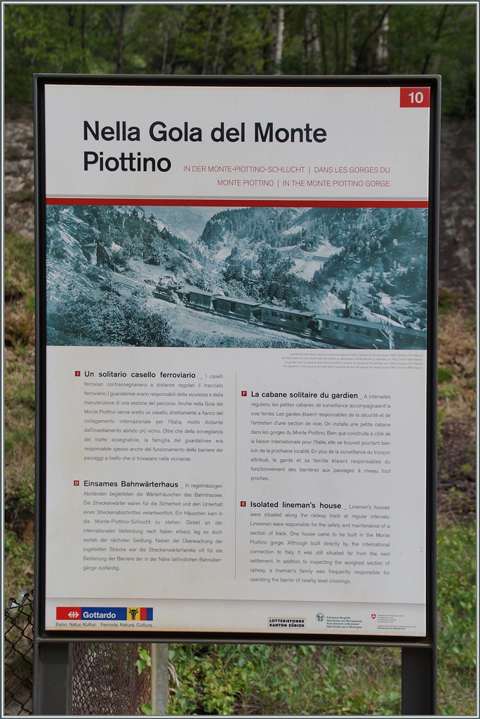 Von Rodi-Fiesso durch die Dazio Grande nach Faido: Allerlei erstaunliches erfährt man von diesem Plakat am Gotthart Wanderweg.
6. Mai 2014
