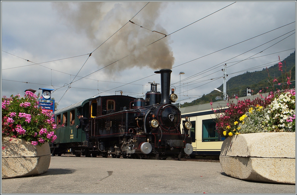 Zur Abfahrt bereit: Ein B-C Dampfzug in Blonay.
14. Sept. 2014