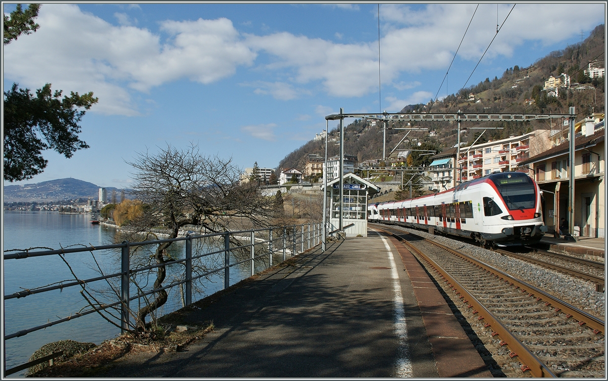 Zwei Flirts auf dem Weg nach Villeneuve erreichen Veytau Chillon.
6. März 2012