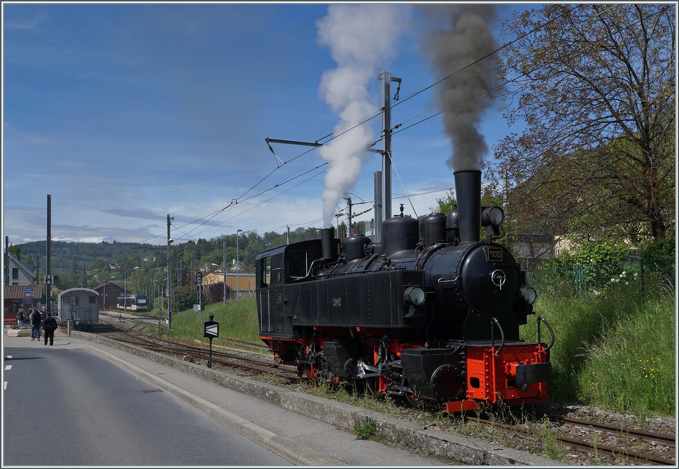 Die SEG G 2x 2/2 105 der Blonay-Chamby Bahn rangiert am Saison Eröffnungswochenende in Blonay. 

5. Mai 2024
 