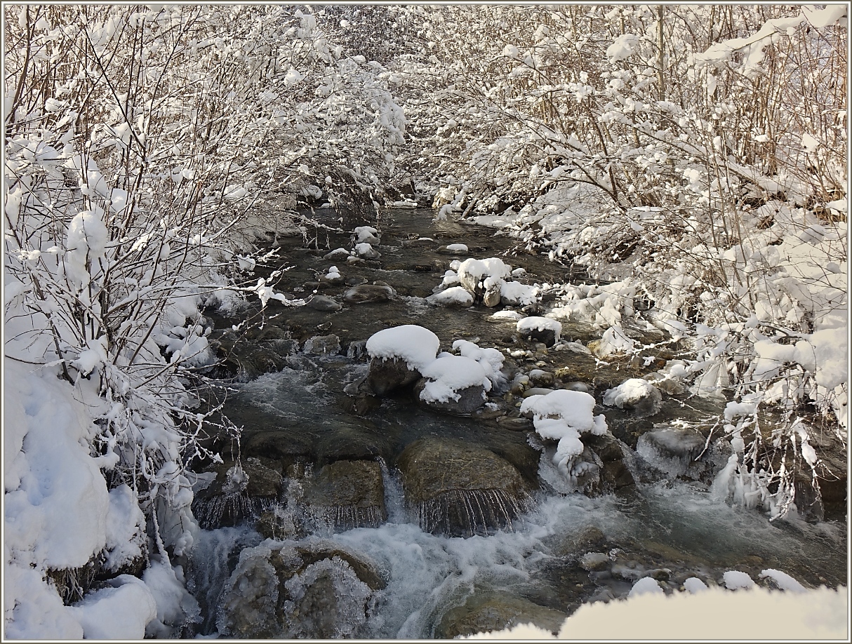 Trotz Kälte und Schnee, fliesst dieser Bergbach ins Tal.
(20.01.2023)