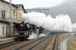 03 1010, 35 1097 und als Schublok 118 770 im Bahnhof Königstein (Sachs.Schw.).