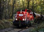 261 067-3 schob einen g�terzug vom bhf glinde durch den herbstwald richtung koops
