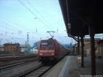 101 046-1 als Schlusslicht am IC 2355 bei der Ausfahrt aus Bergen auf R�gen nach Ostseebad Binz am 20.2.14