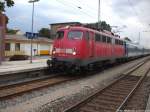 110 469-4 mit dem EC 378 mit ziel Ostseebad Binz bei der Einfahrt in Bergen auf R�gen am 12.8.13