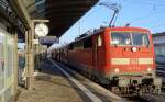 111-171 l�sst sich von der Sonne noch etwas bescheinen, bevor sie in K�rze die Reise mit ihren zwei n-Wagen nach Kronach antritt.