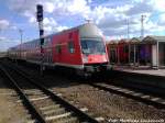RE3 mit einer BR 112 bei der Einfahrt in Stralsund Hbf am 10.6.13