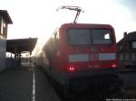 Sehr Selten kam es vor dass der RE3 von Elsterwerda mti ziel stralsund Hbf �ber Stralsund R�gendamm umgeleitet wurde wie hier am 7.1.14, wo 112 182 wie hier Stralsund R�gendamm anfahren musste um zum