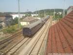 E18 beim Rangieren im Bahnhof Bergen auf R�gen am 27.7.13