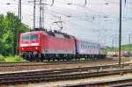 BahnTouristikzug mit 120 132 durchfahrt Koblenz-L�tzel w�hrend der jahrlicher Lokparade am 2 Juni 2012.