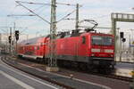 143 957 verl�sst den Bahnhof Halle/Saale Hbf in Richtung Eilenburg am 13.1.22