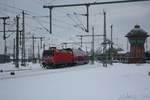 146 028 verl�sst mit dem RE30 mit ziel Magdeburg Hbf den Bahnhof Halle/Saale Hbf am 10.2.21