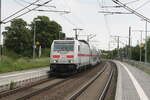 146 568 mit einem IC2 bei der Durchfahrt in Z�beritz am 9.6.21  