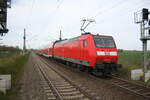 146 022 verl�sst den Haltepunkt Z�beritz in Richtung Halle/Saale Hbf am 29.4.22