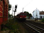 155 013 mit einen G�terzug bei der Durchfahrt in G�sen (b Genthin) am 1.6.18