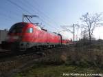 182 008 unterwegs nach Leipzig-Connewitz und l�sst Delitzsch hinter sich am 12.2.16