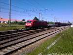 185 397-7 mit einem G�terzug bei der Durchfahrt in Bergen auf R�gen am 6.6.13