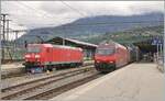 Die DB 185 104-7 und eine SBB Re 460 in Brig. 

12. Sept. 2024