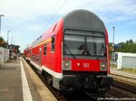 Mit Steuerwagen voraus steht 143 XXX im Bahnhof S�dstadt am 3.9.16  Man beachte auch die zielanzeige, es m�sste S7 Halle (Saale) Hbf sein, aber es steht RB Halle (Saale) Hbf dranne.