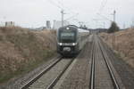 Blick aus der 218 105 auf den 440 103 von agilis zwischen  Obertraubling und S�nching am 23.3.21