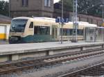 PRESS 650 032-4 standte als PRe 81283 nach Lauterbach Mole im Bahnhof Bergen auf R�gen bereit am 12.8.13