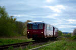 172 140 mit 172 141 von Lauterbach Mole kommend bei der Einfahrt in den Endbahnhof Bergen auf R�gen am 20.4.24