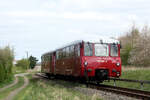 172 140 mit 172 141 von Lauterbach Mole kommend bei der Einfahrt in den Endbahnhof Bergen auf R�gen am 20.4.24