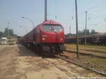 Hvle BlueTiger V330.5 beim Rangieren im Bahnhof Bergen auf R�gen am 27.7.13